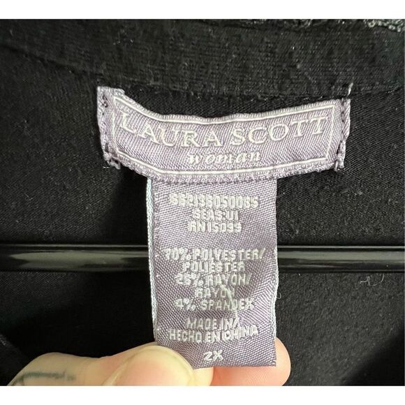 Laura Scott Black, Collared, Short Sleeve T-Shirt With Jewel Buttons - Picture 2 of 3